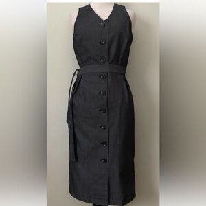 Liz Claiborne Dark Denim Button-Front Midi Dress PTP 20”, L 41”